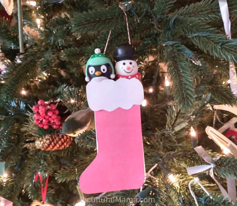 Holiday Stocking Ornament Craft Using a Juice Box